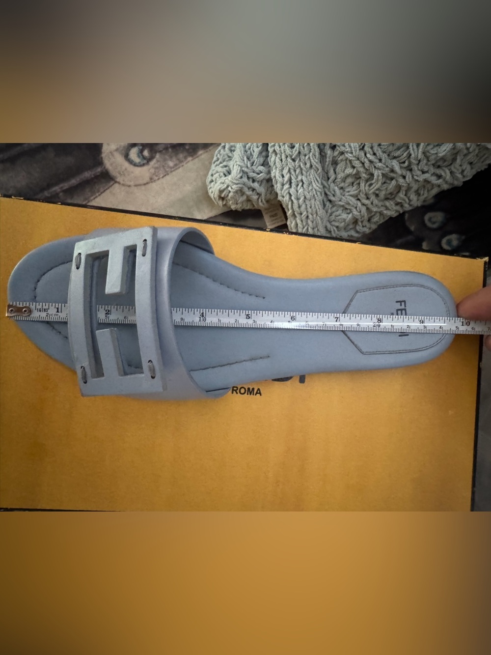 Fendi FF Baguette Baby Blue Leather Sandal Slides. Authentic! - Picture 10 of 12